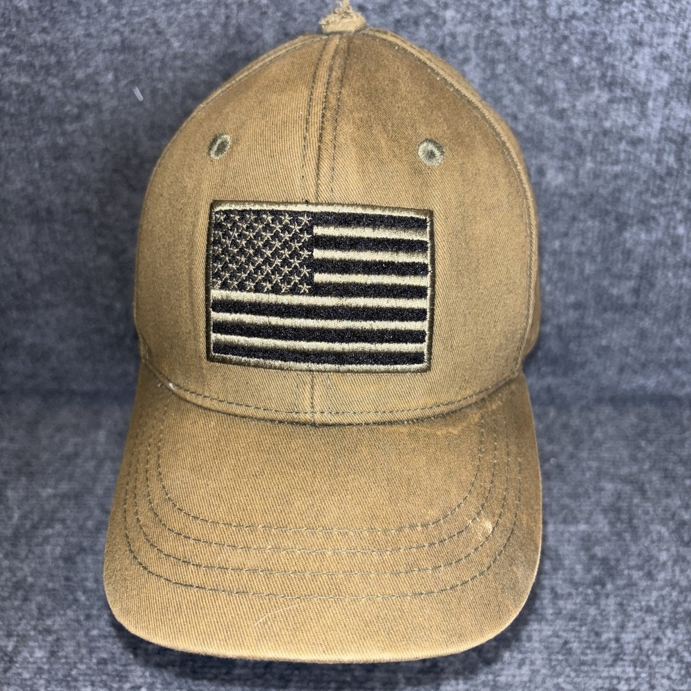 Rapdom Tactical Gear American Flag Patch Hat Coyote Brown Adjustable Mesh Cap